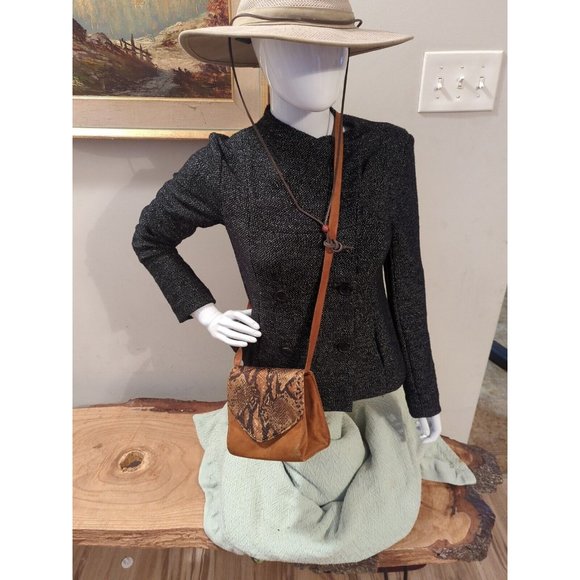 Stuart Weitzman brown Leather Snakeskin Crossbody purse. Vintage. - Picture 2 of 7